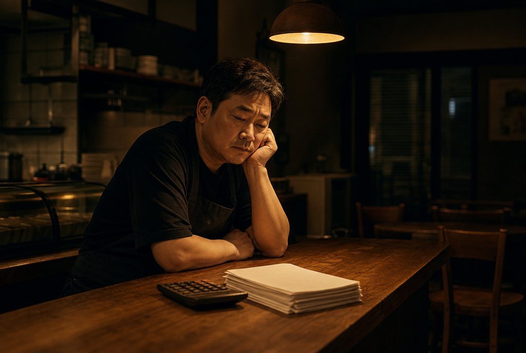 밤늦게 혼자 정산하는 사장님